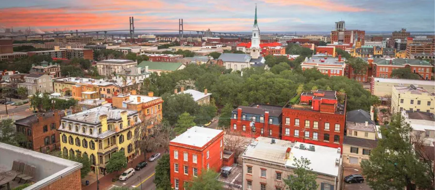 Sunset view of Savannah Georgia